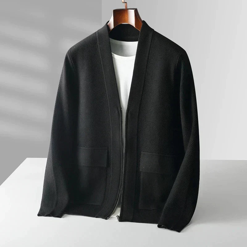 Men's zip vest with clean structure and modern collar
