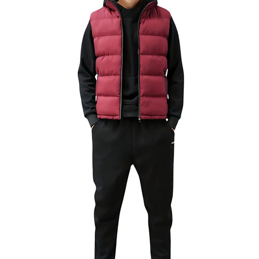 Men's sleeveless vest with zip front and stand-up collar