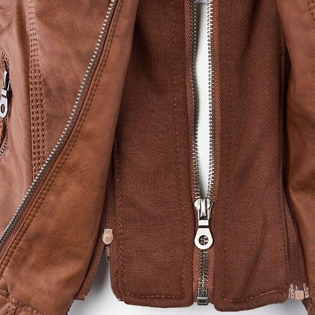 Women's jacket with detachable hood and clean silhouette