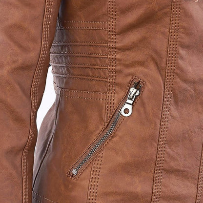 Women's jacket with detachable hood and clean silhouette