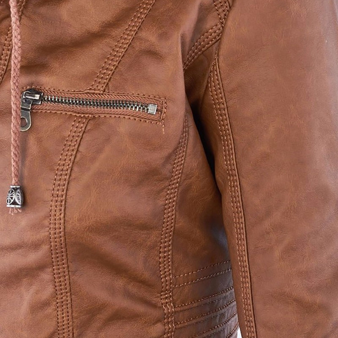 Women's jacket with detachable hood and clean silhouette