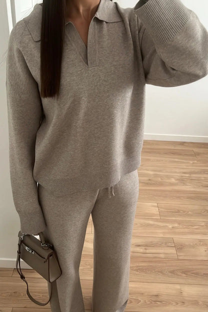 Women's sweater set with mesh finish and pocket detail