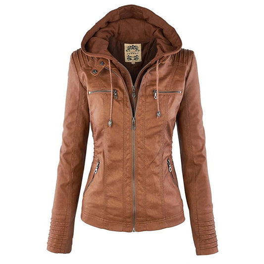 Women's jacket with detachable hood and clean silhouette