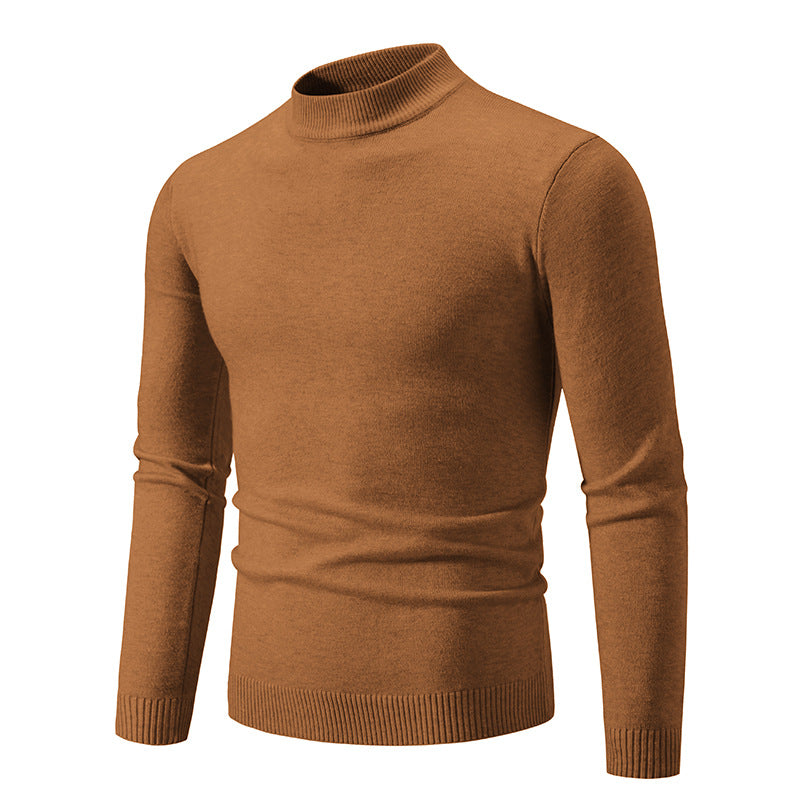 Men’s turtleneck top with minimal neckline and structured hem