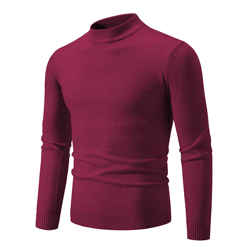 Men’s turtleneck top with minimal neckline and structured hem