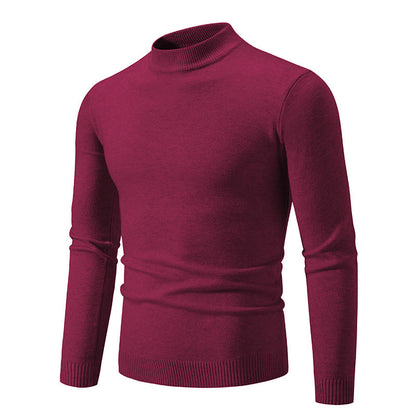 Men’s turtleneck top with minimal neckline and structured hem