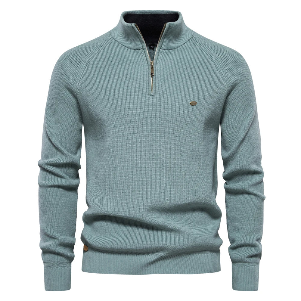 Men's two-piece set with wide-leg trousers and round-neck top