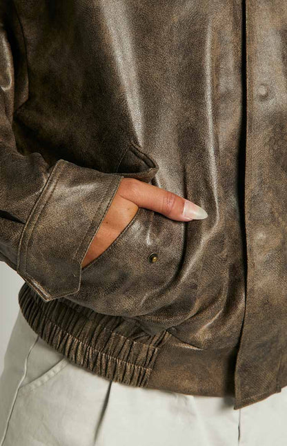 Women's bomber jacket with ribbed cuffs and clean silhouette