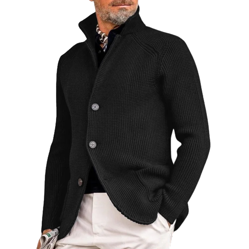 Men's cardigan with straight fit and button front