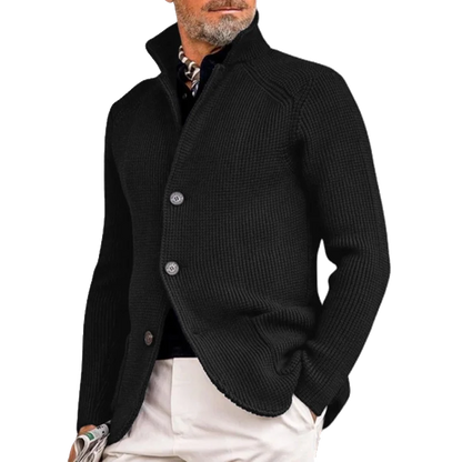 Men's cardigan with straight fit and button front